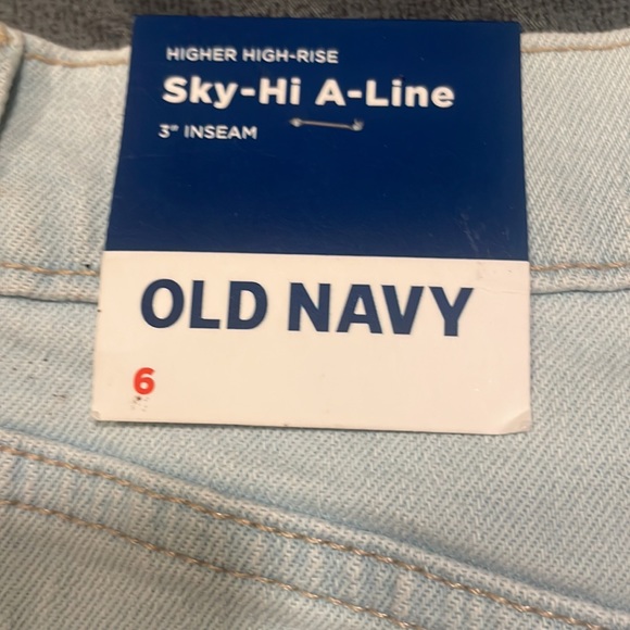 White washed old navy blue jeans shorts size 6 high waist secret smooth pocket - Picture 3 of 5